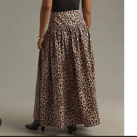 Mare Mare x Anthropologie Basque Waist Animal Leopard Print Long Maxi Skirt NWT! - Picture 4 of 10